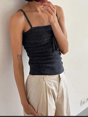 Deiji Studios Simple Knit Top- Charcoal